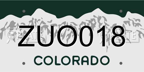 ZUO018 Colorado License Plate