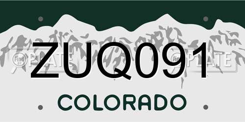 ZUQ091 Colorado License Plate