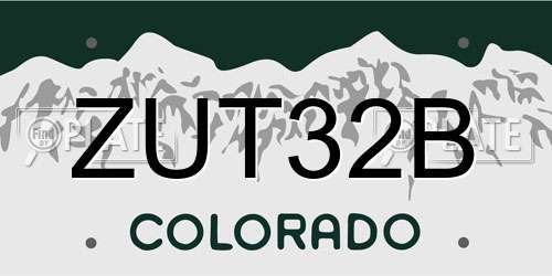 ZUT32B Colorado License Plate