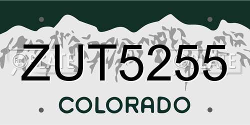 ZUT5255 Colorado License Plate