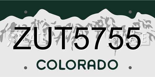 ZUT5755 Colorado License Plate