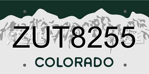 ZUT8255 Colorado License Plate