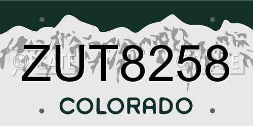 ZUT8258 Colorado License Plate