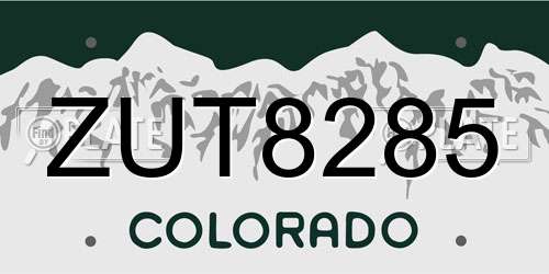 ZUT8285 Colorado License Plate