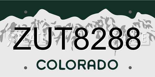 ZUT8288 Colorado License Plate