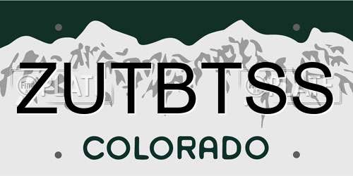 ZUTBTSS Colorado License Plate