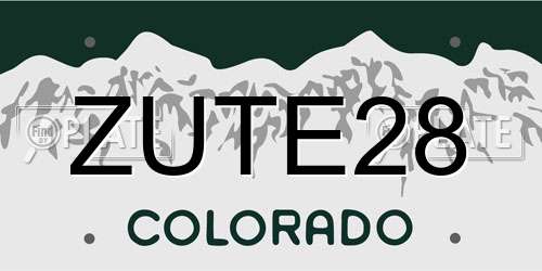 ZUTE28 Colorado License Plate
