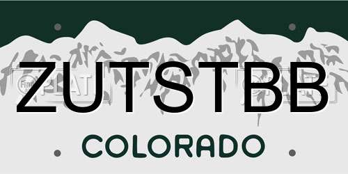 ZUTSTBB Colorado License Plate