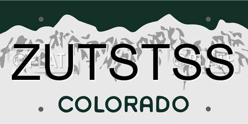 ZUTSTSS Colorado License Plate