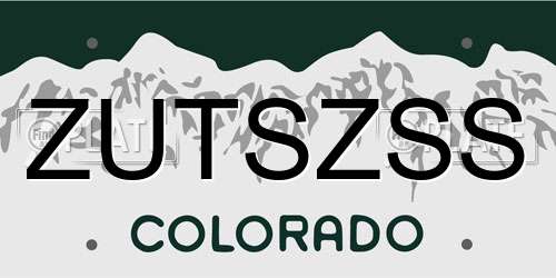 ZUTSZSS Colorado License Plate
