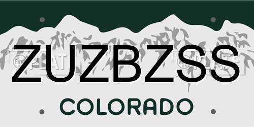 ZUZBZSS Colorado License Plate