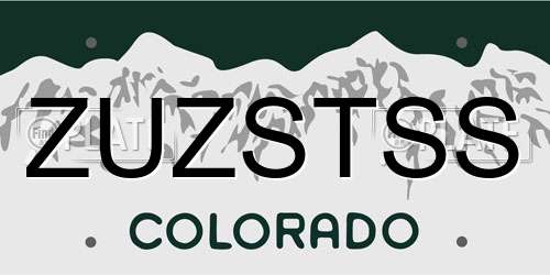 ZUZSTSS Colorado License Plate
