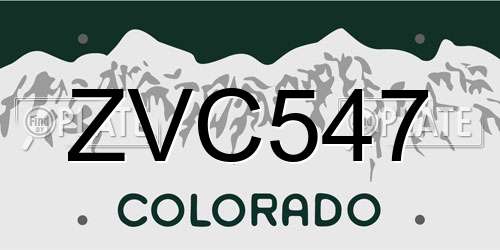 ZVC547 Colorado License Plate