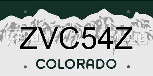 ZVC54Z Colorado License Plate