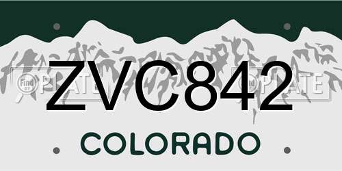 ZVC842 Colorado License Plate