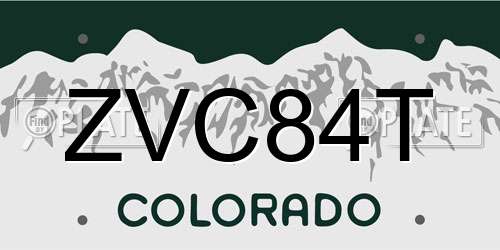 ZVC84T Colorado License Plate