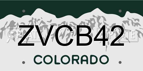 ZVCB42 Colorado License Plate