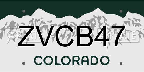 ZVCB47 Colorado License Plate