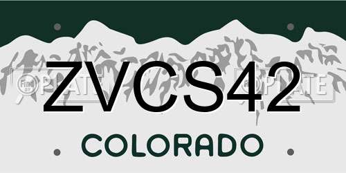 ZVCS42 Colorado License Plate