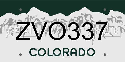 ZVO337 Colorado License Plate