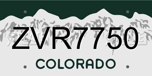 ZVR7750 Colorado License Plate