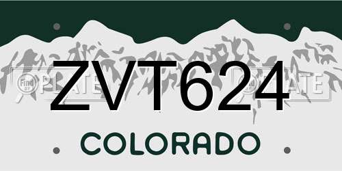 ZVT624 Colorado License Plate