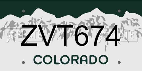 ZVT674 Colorado License Plate