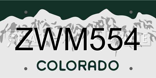 ZWM554 Colorado License Plate