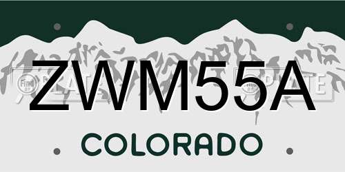 ZWM55A Colorado License Plate