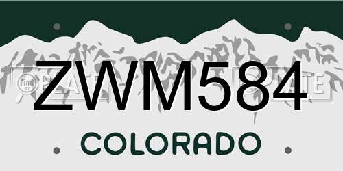 ZWM584 Colorado License Plate