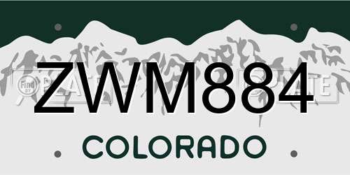 ZWM884 Colorado License Plate