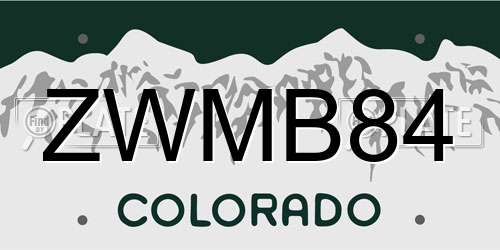 ZWMB84 Colorado License Plate