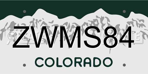 ZWMS84 Colorado License Plate