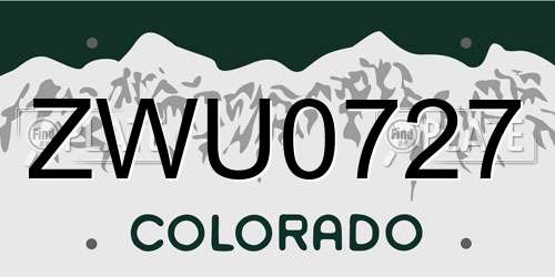 ZWU0727 Colorado License Plate