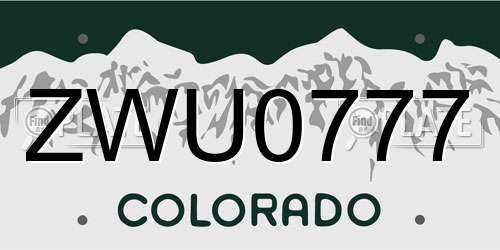 ZWU0777 Colorado License Plate