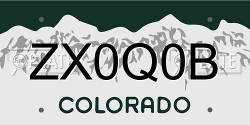 ZX0Q0B Colorado License Plate