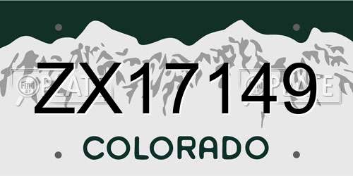 ZX17149 Colorado License Plate