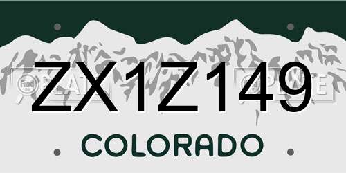 ZX1Z149 Colorado License Plate
