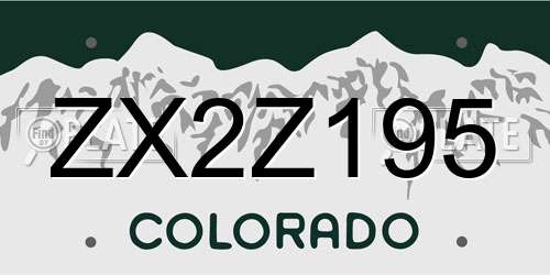 ZX2Z195 Colorado License Plate