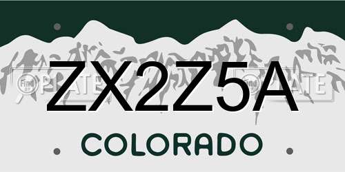 ZX2Z5A Colorado License Plate