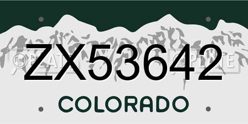 ZX53642 Colorado License Plate