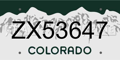 ZX53647 Colorado License Plate