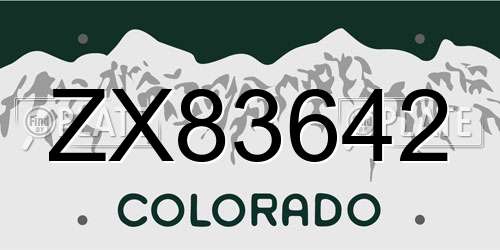 ZX83642 Colorado License Plate