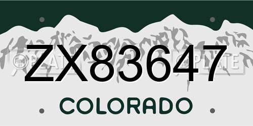 ZX83647 Colorado License Plate
