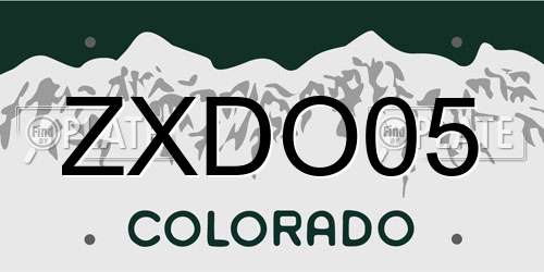 ZXDO05 Colorado License Plate