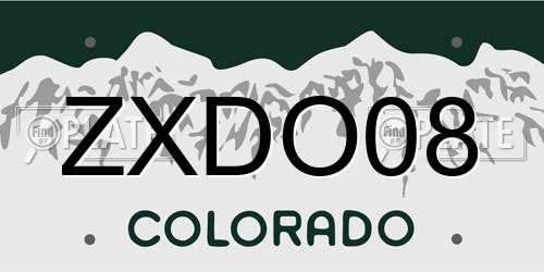 ZXDO08 Colorado License Plate