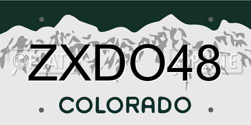 ZXDO48 Colorado License Plate