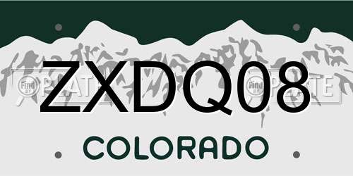 ZXDQ08 Colorado License Plate