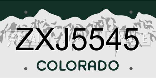ZXJ5545 Colorado License Plate