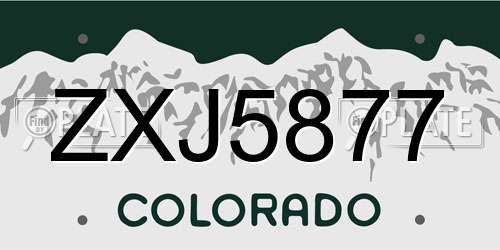 ZXJ5877 Colorado License Plate